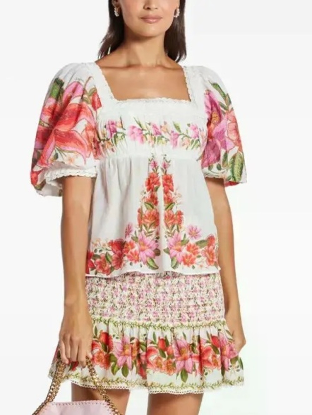 Farm Rio White Cotton Summer Fruit Blouse Medium